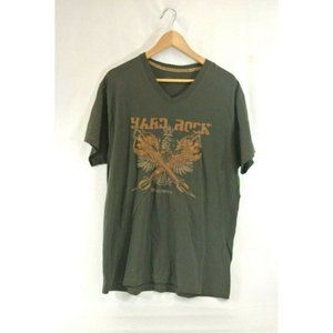 Hard Rock Cafe Hollywood  Green Shirt Textured Distressed Mens XL
